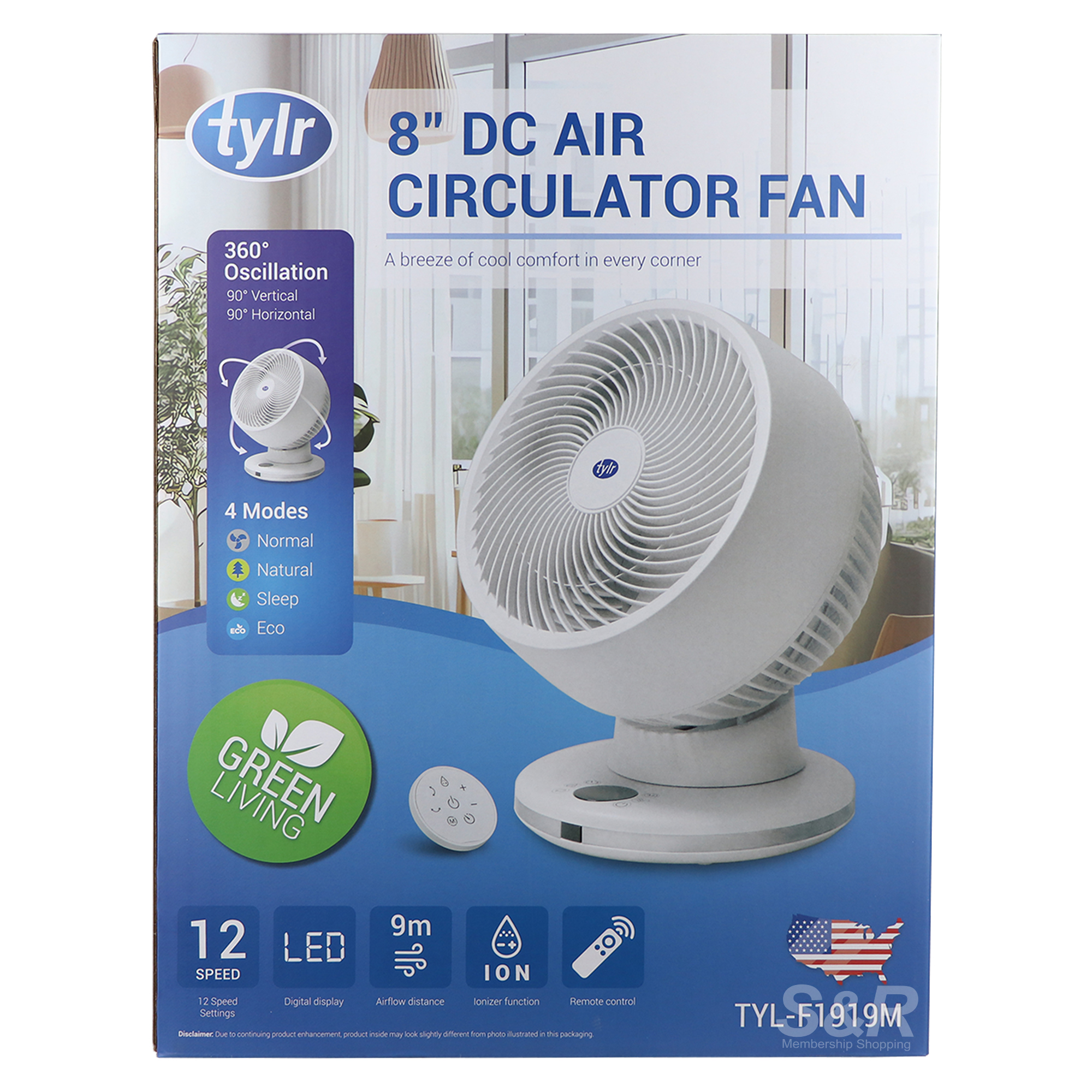 Tylr 8in DC Air Circulator Fan TYL-F1919M Tylr 8in DC Air Circulator Fan TYL-F1919M
